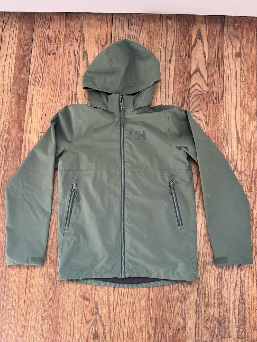 Helly Hansen Green Hooded Waterproof Shell Jacket youth